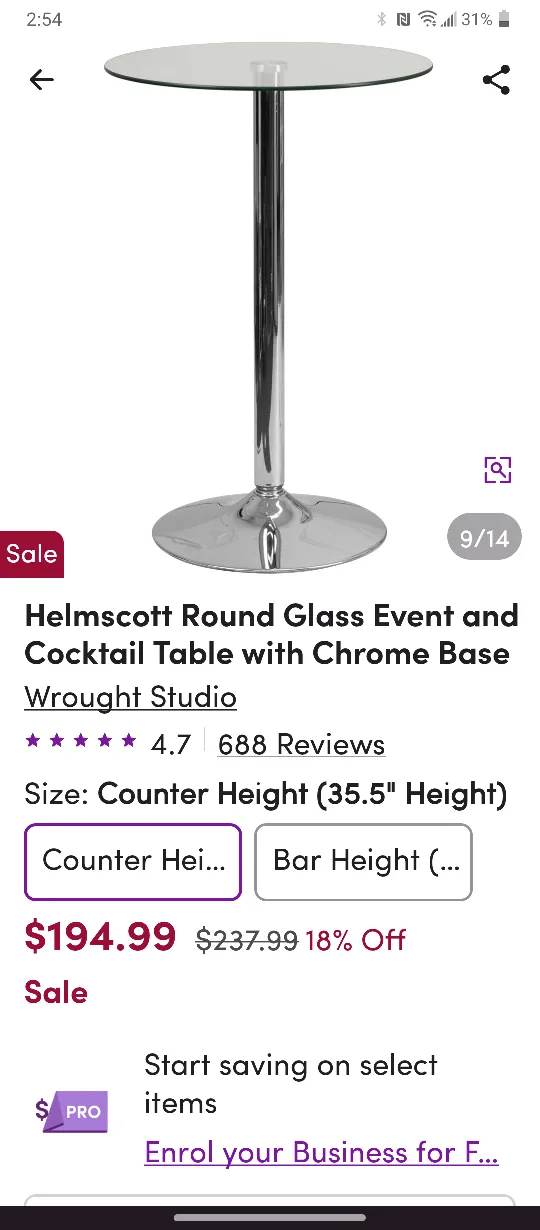 Round Glass Cocktail Table - Chrome Base thumbnail