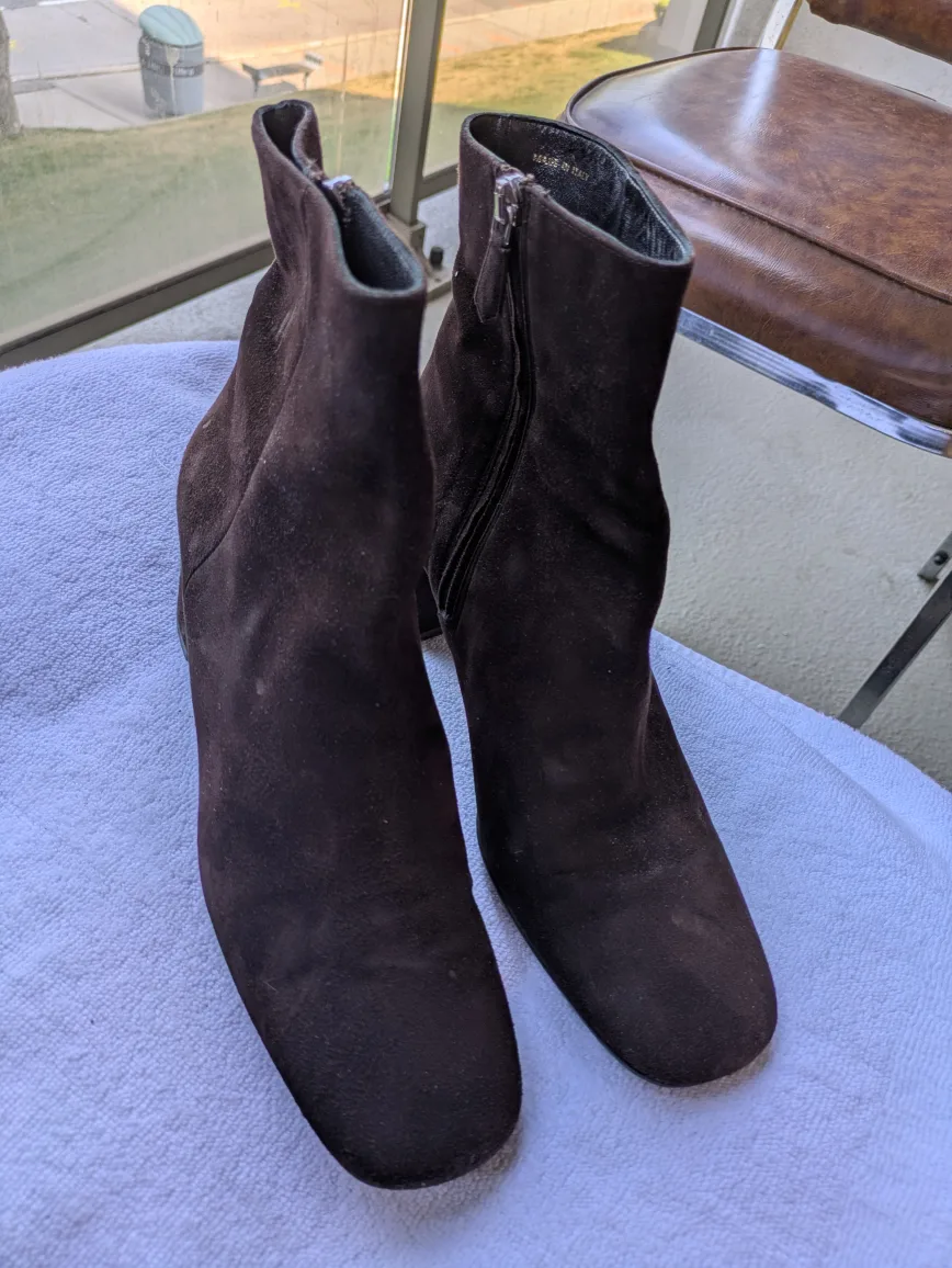 Prada Brown Suede Ankle Boots thumbnail