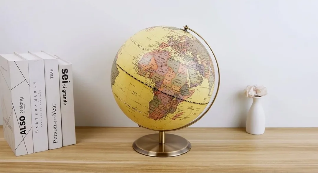 12" World Globe - Antique Look Bronze Metal Base - Educational thumbnail