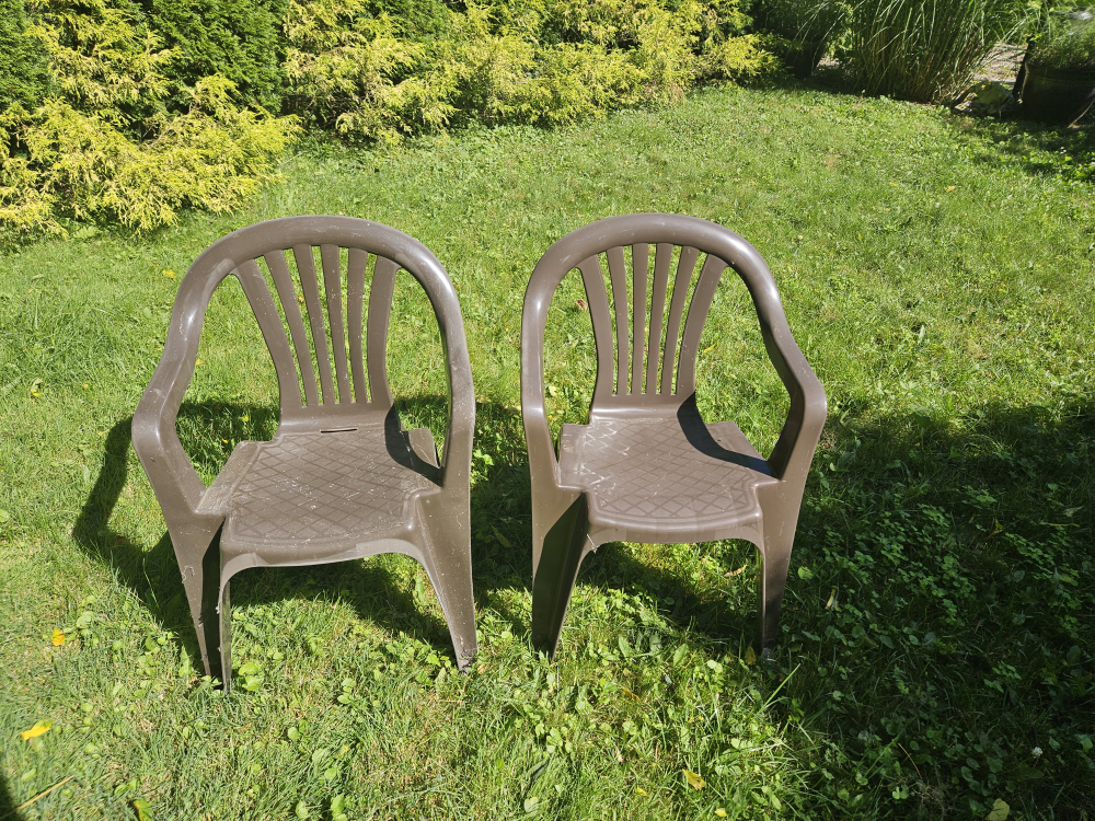Brown Plastic Stackable Chairs - 4 chairs only