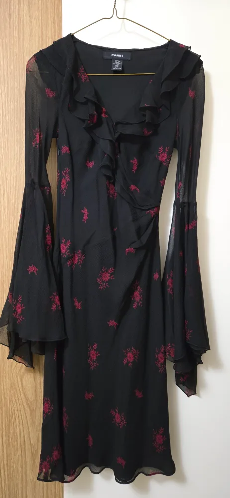Express Black Floral Dress - Size S thumbnail