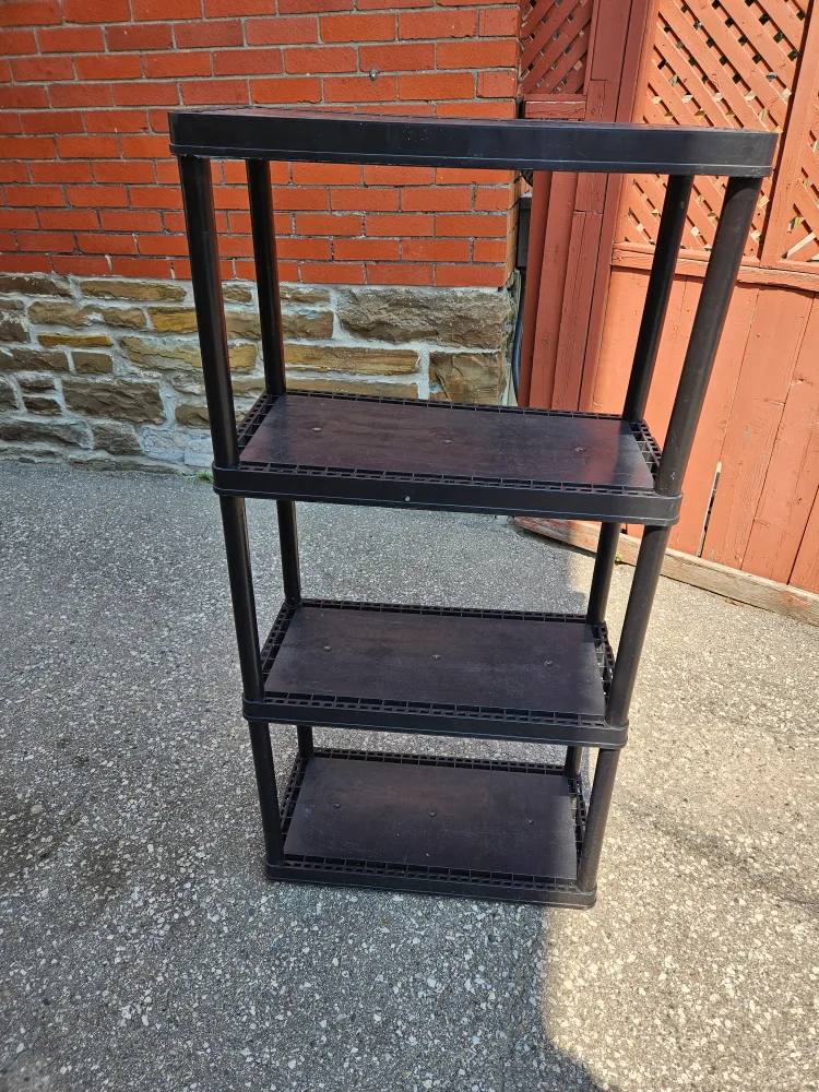 Black 4-Tier Plastic Shelving Unit thumbnail