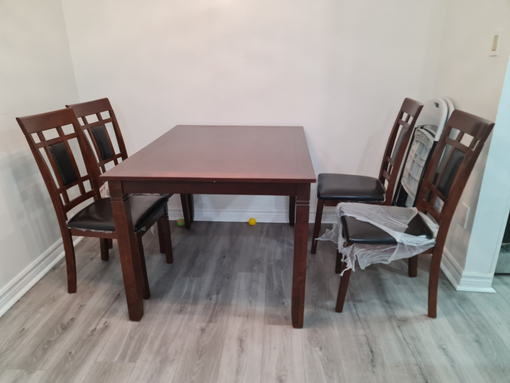 Dining Table with 4 Chairs - Brown - photo 2