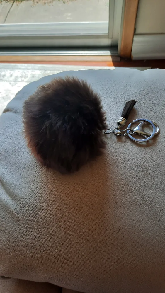 Brown Fur Pom Pom Keychain thumbnail