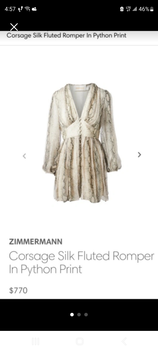 Zimmermann Corsage Silk Fluted Romper - Size 0 (US 4) - photo 2