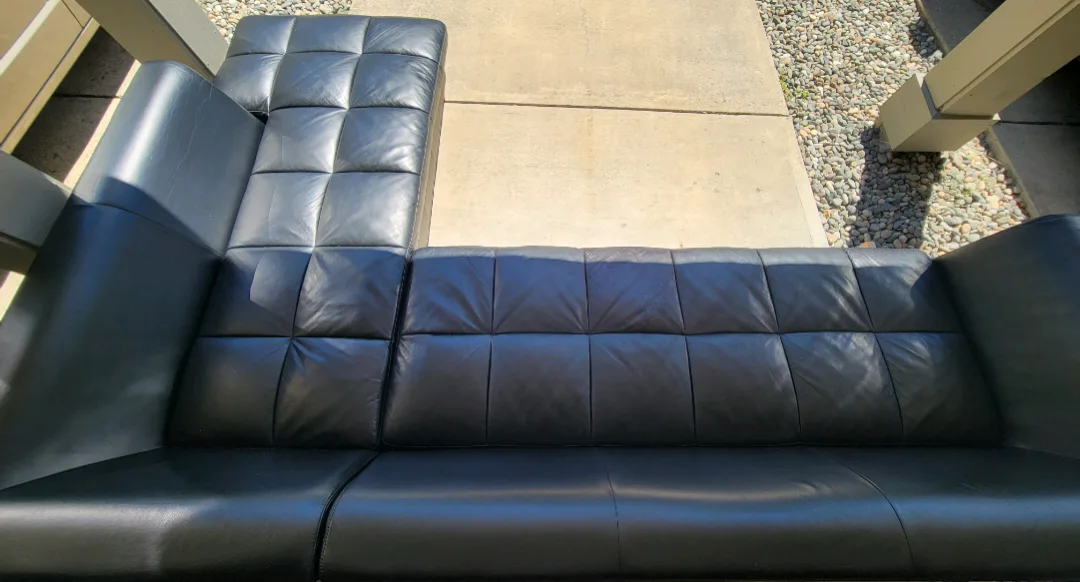 BIG Black Leather Sectional Sofa (FREE DELIVERY) thumbnail