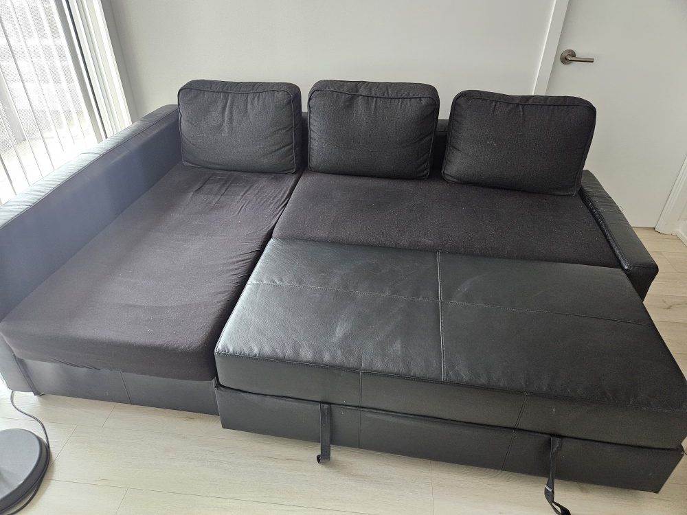 Black Sectional Sofa bed with Storage - photo 3