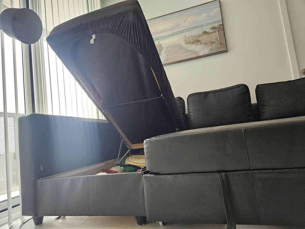 Black Sectional Sofa bed with Storage - photo 4
