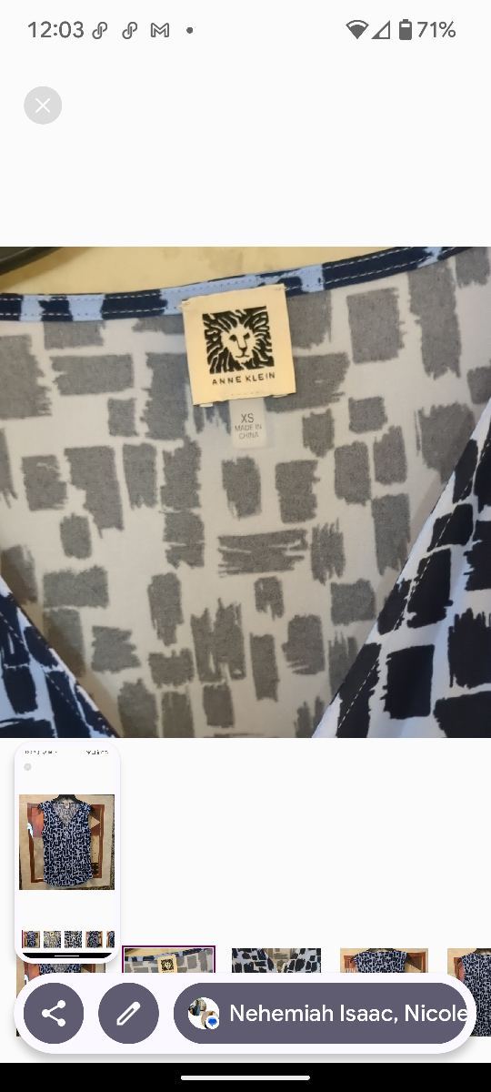 Anne Klein Blue Graphic Sleeveless Blouse - photo 2