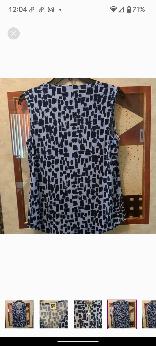 Anne Klein Blue Graphic Sleeveless Blouse - photo 4