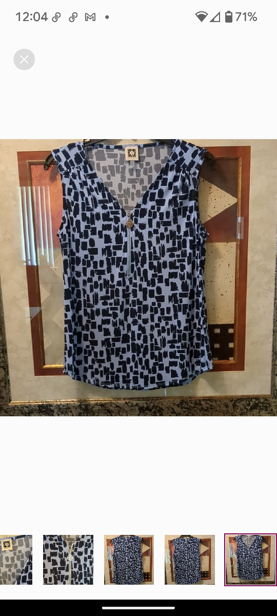 Anne Klein Blue Graphic Sleeveless Blouse - photo 5