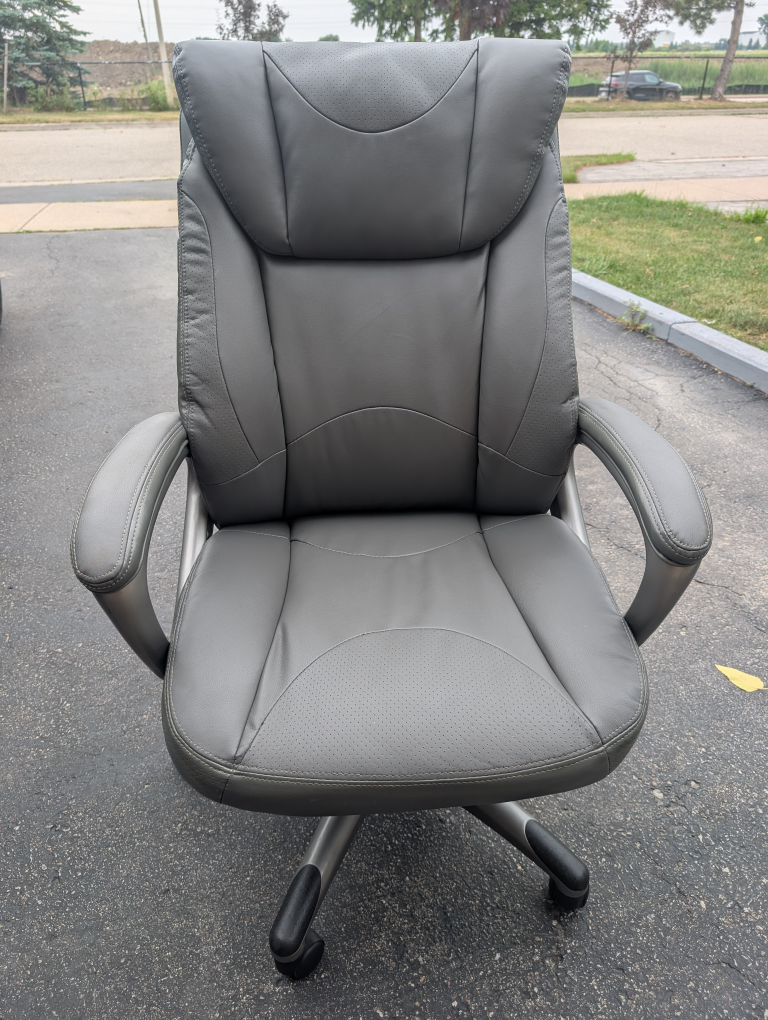 Grey Leather Office Chair - photo 2