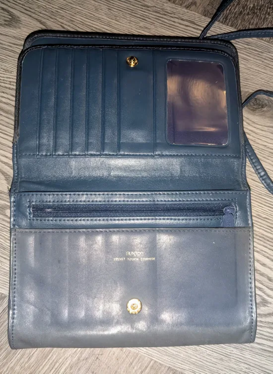 👛Vintage Buxton Leather Crossbody Wallet - Blue👛 image indicator(3)
