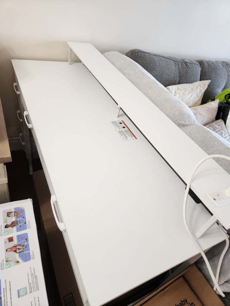 White Computer Desk with LED & outlets - photo 5