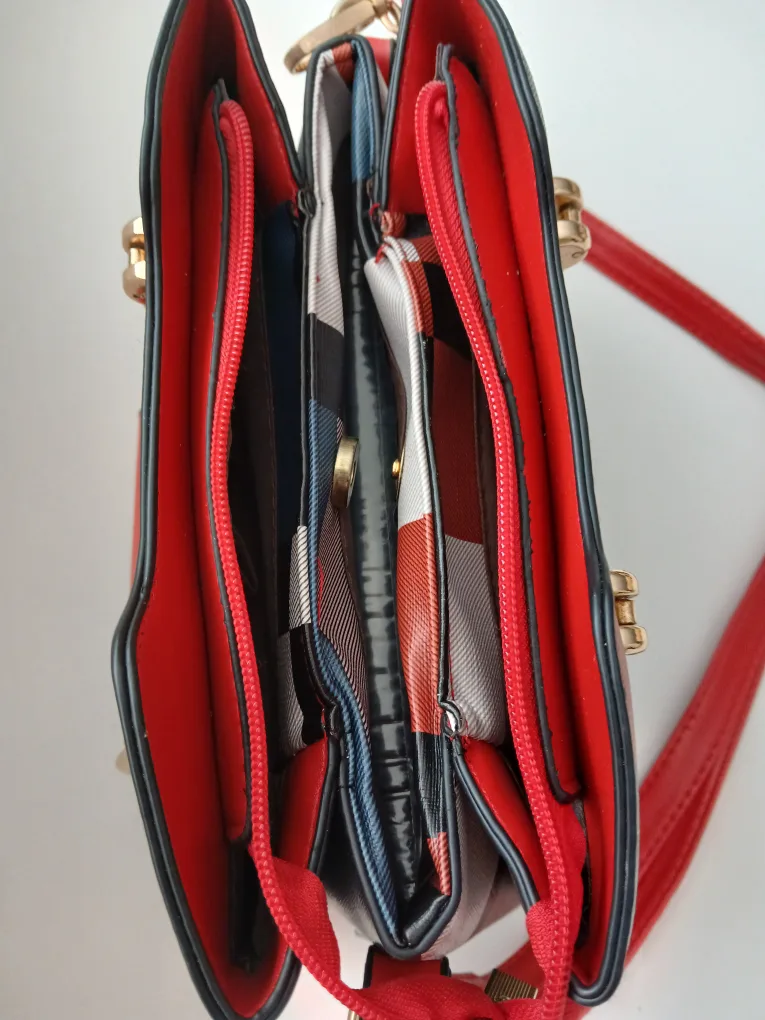 Dunwooly Plaid Tote Bag with Red Trim image indicator(3)