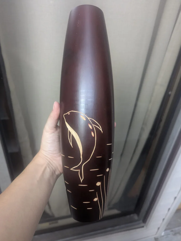 Wooden Vase with Dolphin thumbnail