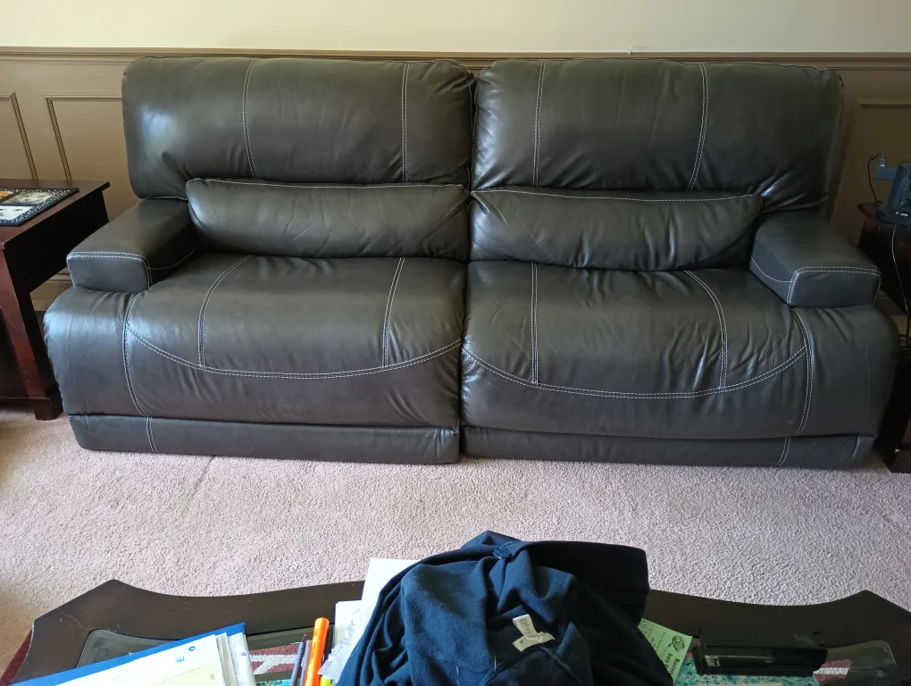 Leather Reclining Loveseat Sofa - Dark Brown