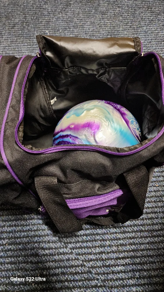 Brunswick Bowling Bag and Ball - Black & Purple thumbnail
