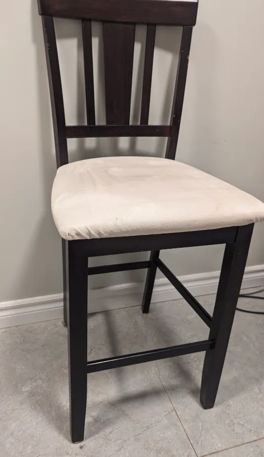 Dark Brown Wooden Bar Stool with Cream Seat thumbnail