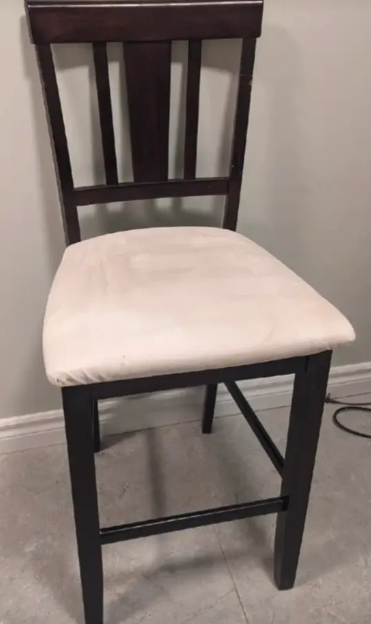 Dark Brown Wooden Bar Stool with Cream Seat image indicator(2)