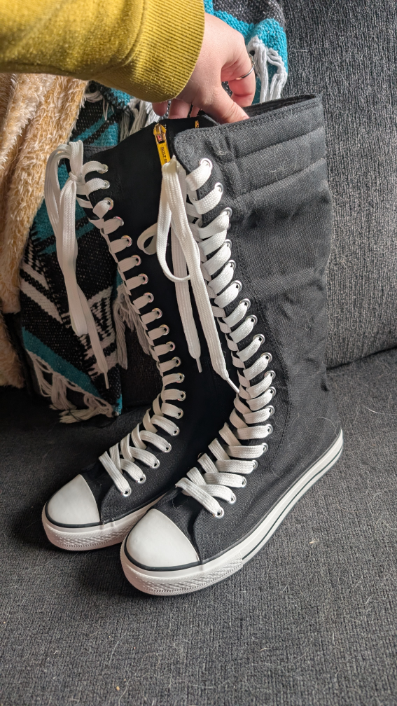 Black Canvas High Top Sneaker Boots - Size 7 - photo 2