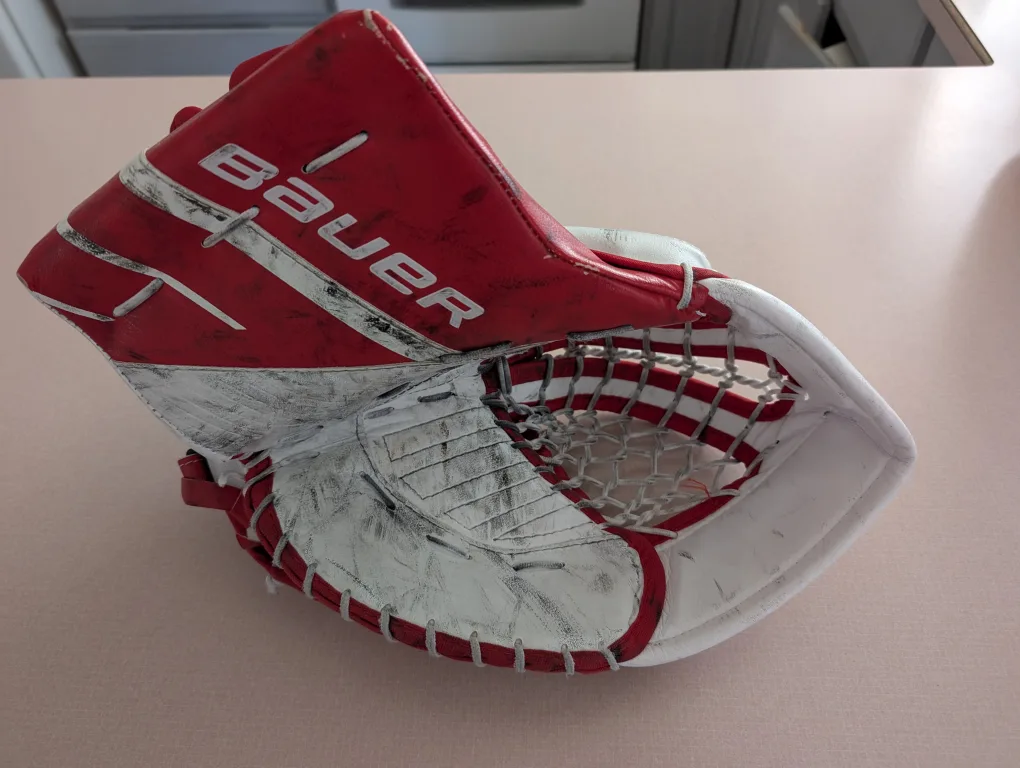 Bauer Hockey Goalie Glove - Red & White thumbnail