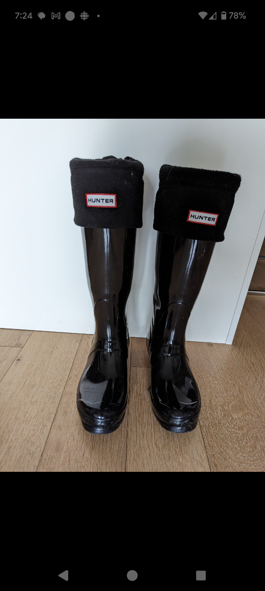 Hunter Black Rain Boots with Socks