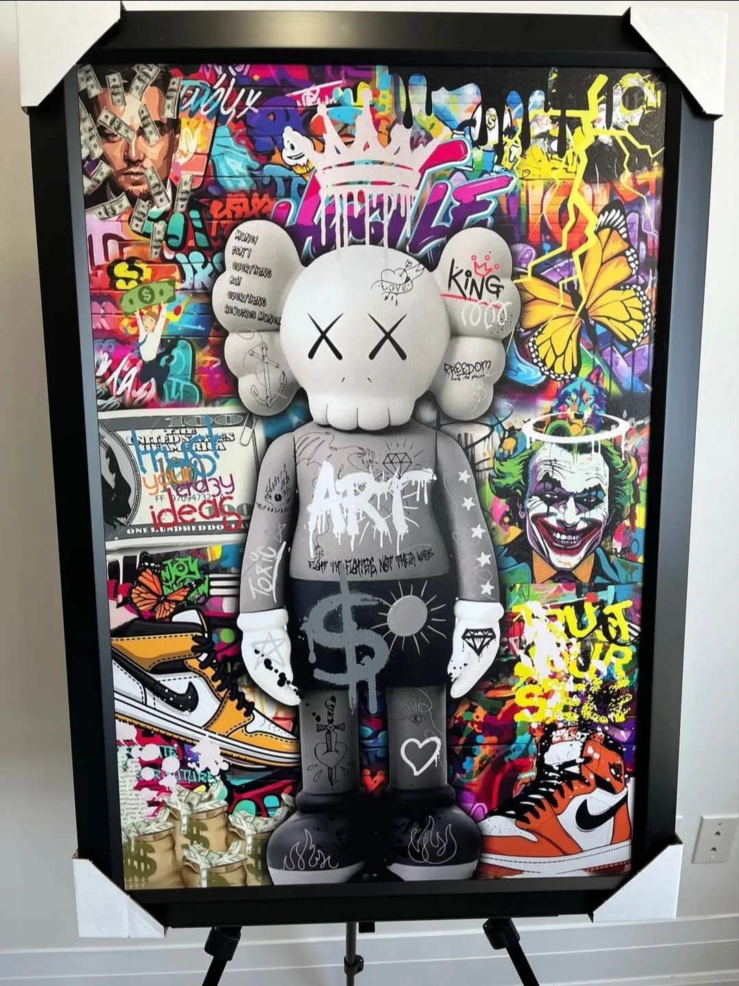 Framed KAWS-Inspired Graffiti Art Textured thumbnail