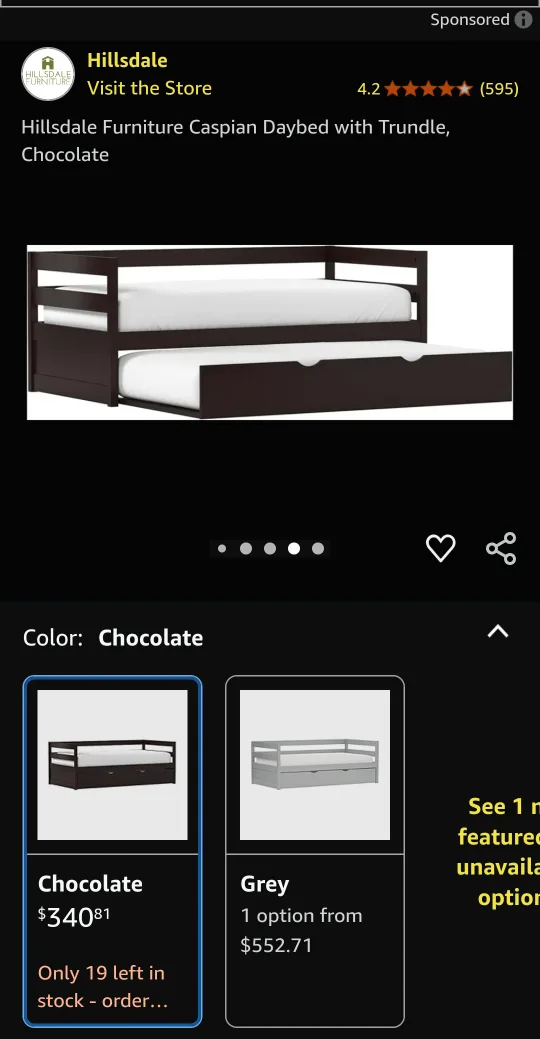 Hillsdale Caspian Daybed with Trundle, Chocolate image indicator(2)