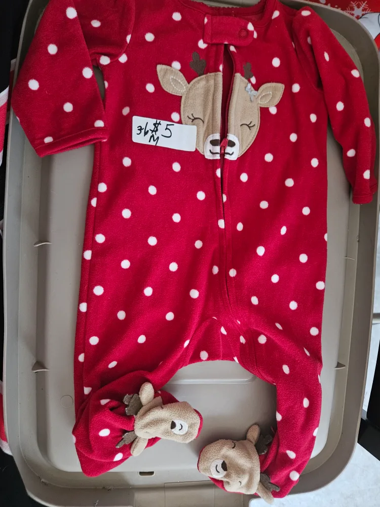 CHRISTMAS IN JULY Carter'sReindeer Fleece Pjs - Size 3to6M thumbnail