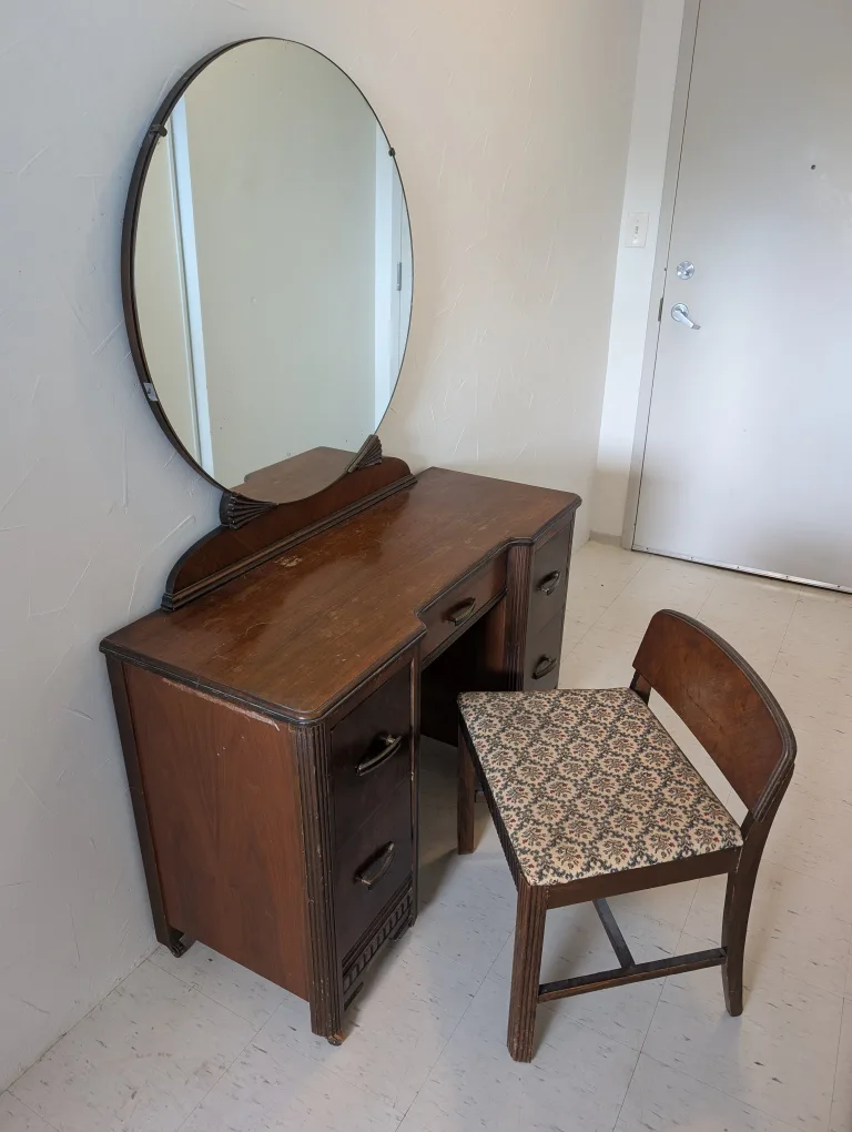 5 piece Antique Wooden Wardrobe and Dresser Set thumbnail
