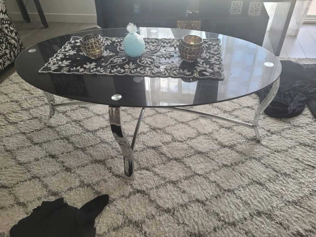 Sears Black Glass Oval Coffee Table thumbnail
