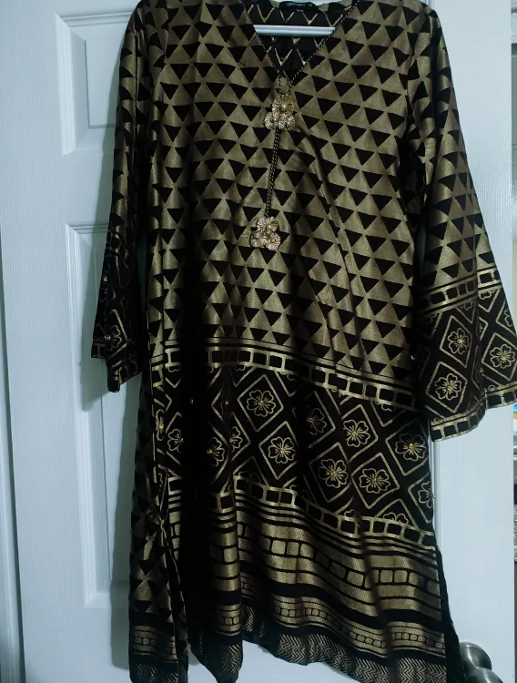 Black & Gold Patterned Kurti thumbnail