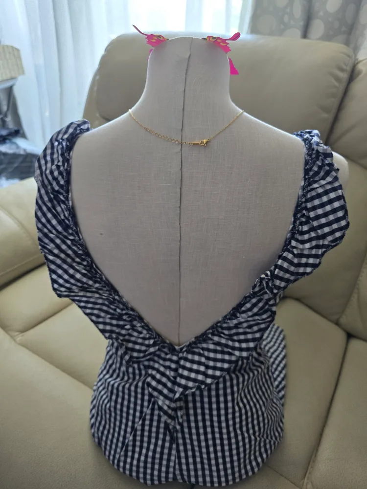 Gingham Dress - Navy and White image indicator(6)