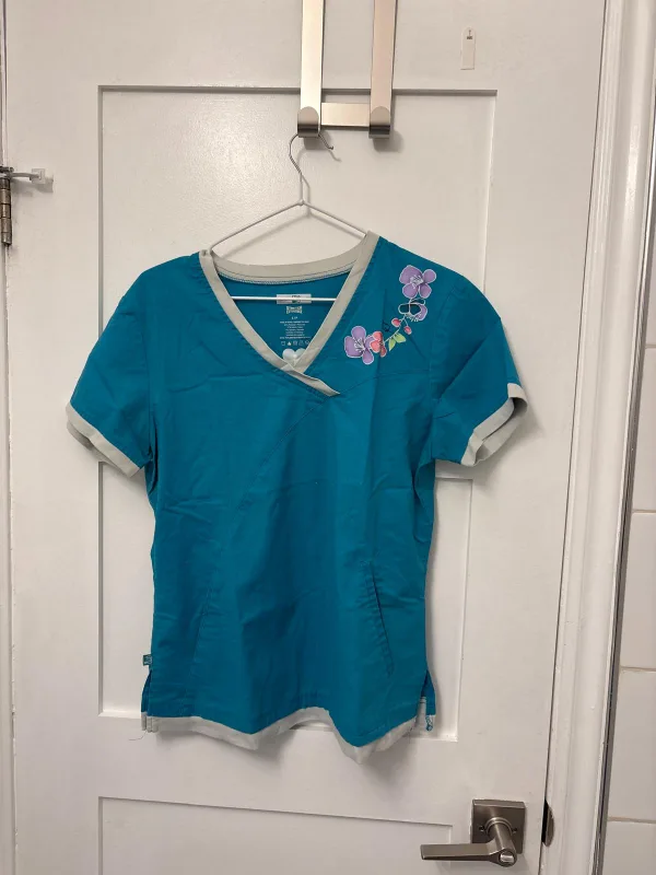 FIGS teal scrub top - size S thumbnail
