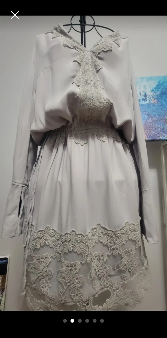 Lace Detail Dress - Grey thumbnail
