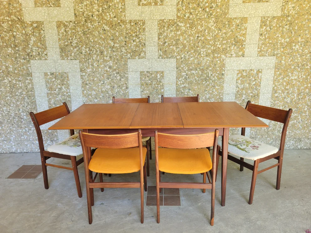 MCM Solid Teak Seven Piece Dining Set (Delivery Available) thumbnail