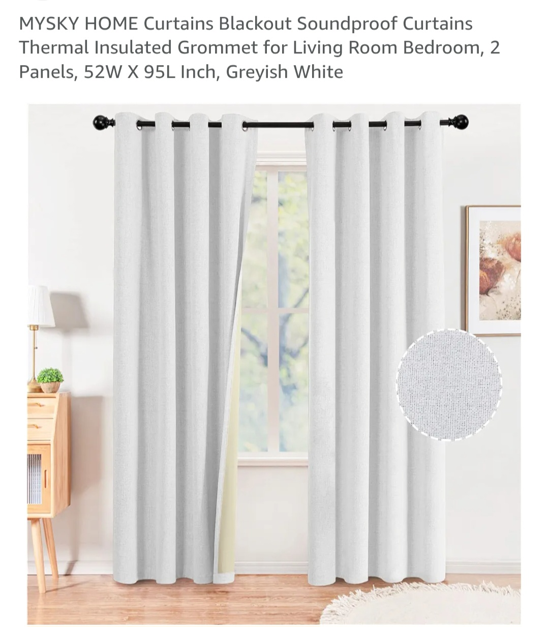 Mysk Home Blackout Curtains -Greyish Whote