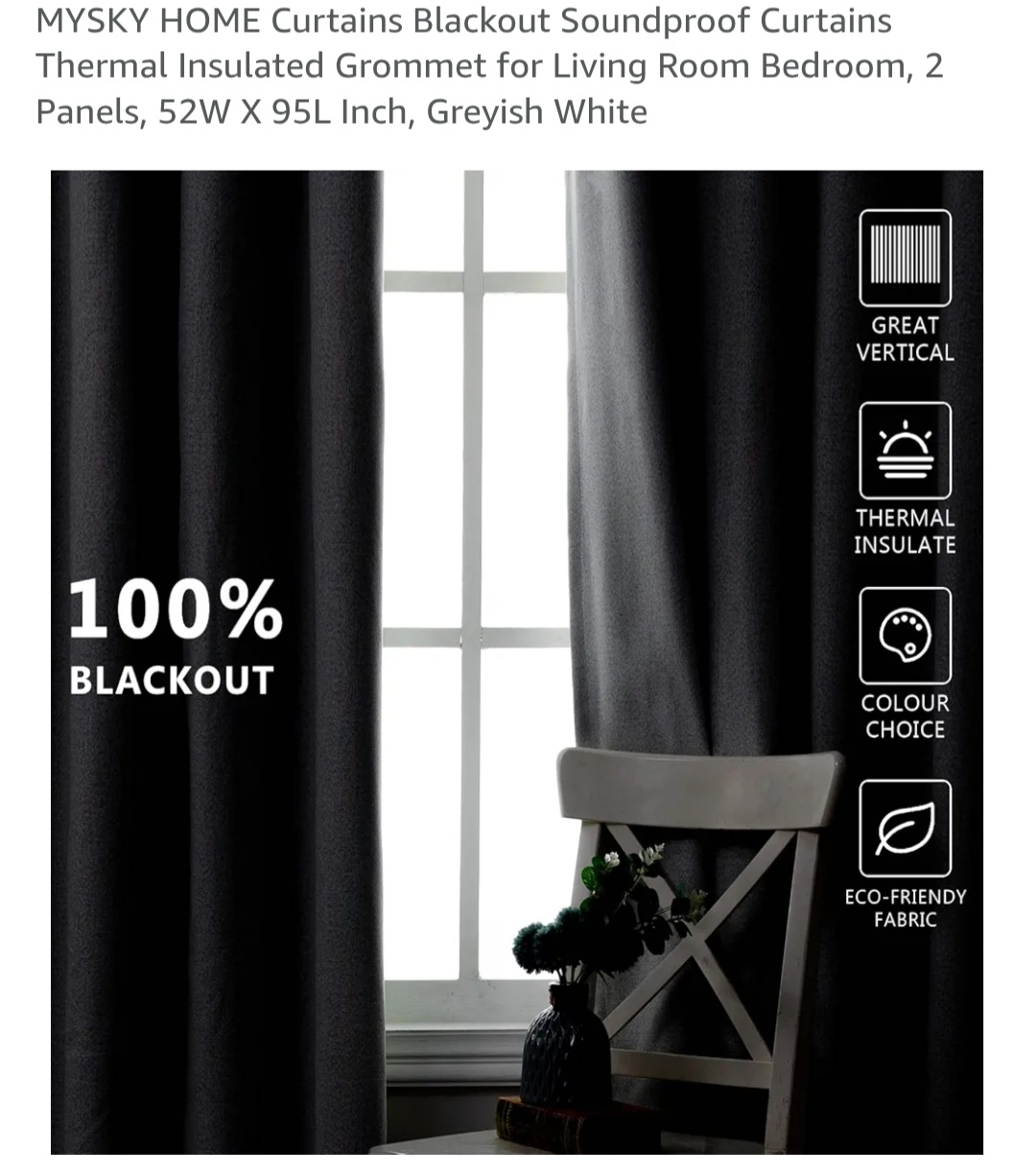 Mysk Home Blackout Curtains -Greyish Whote - photo 2