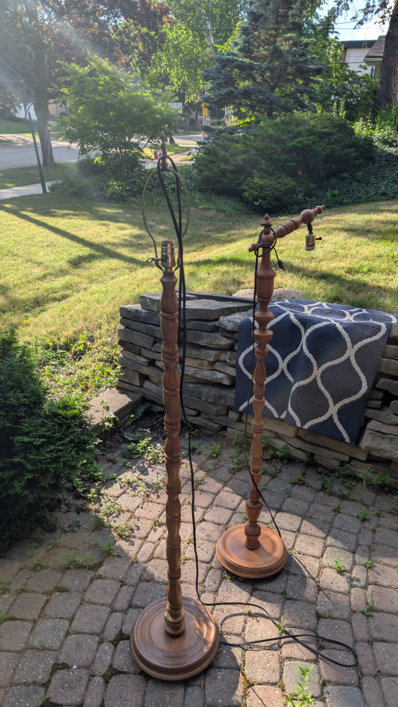 Vintage Wooden Floor Lamps - Set of 2