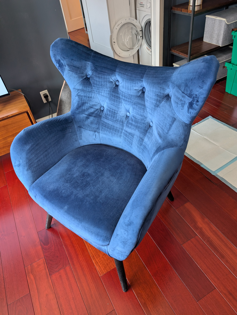 Blue Velvet Accent Chair - photo 2