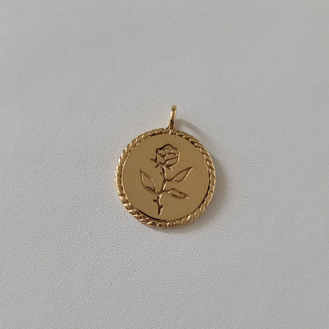 Wolf circus 14k Gold plated rose pendant charm thumbnail