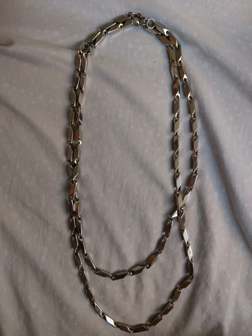 Silver Tone Chain Necklace x2 thumbnail