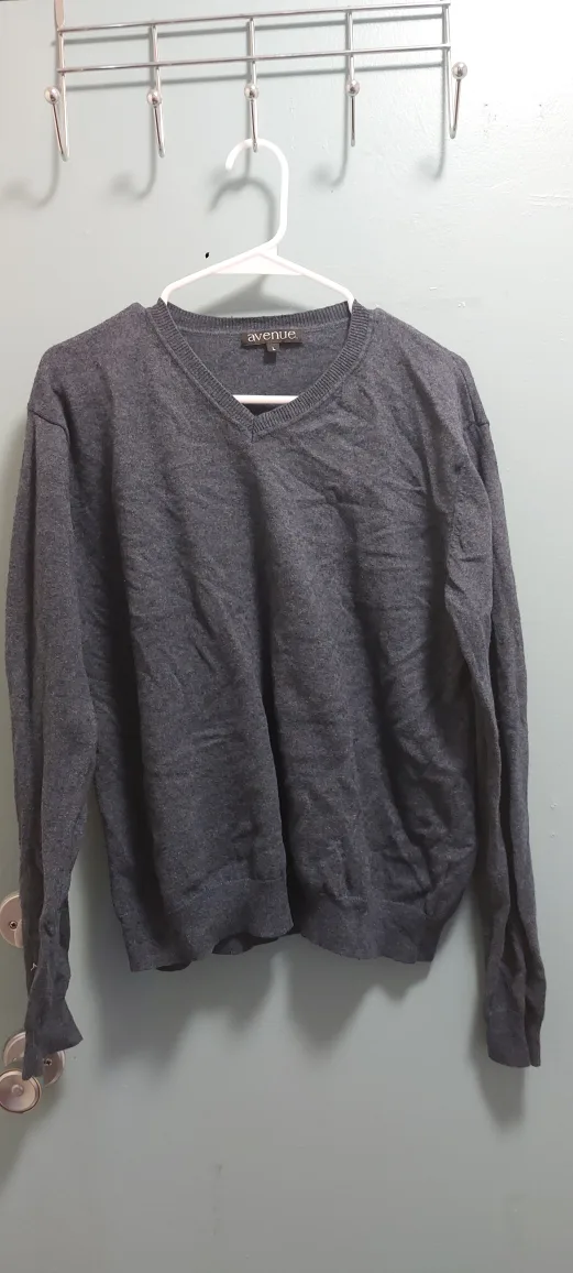 Dark blue greyish sweater. Size large thumbnail