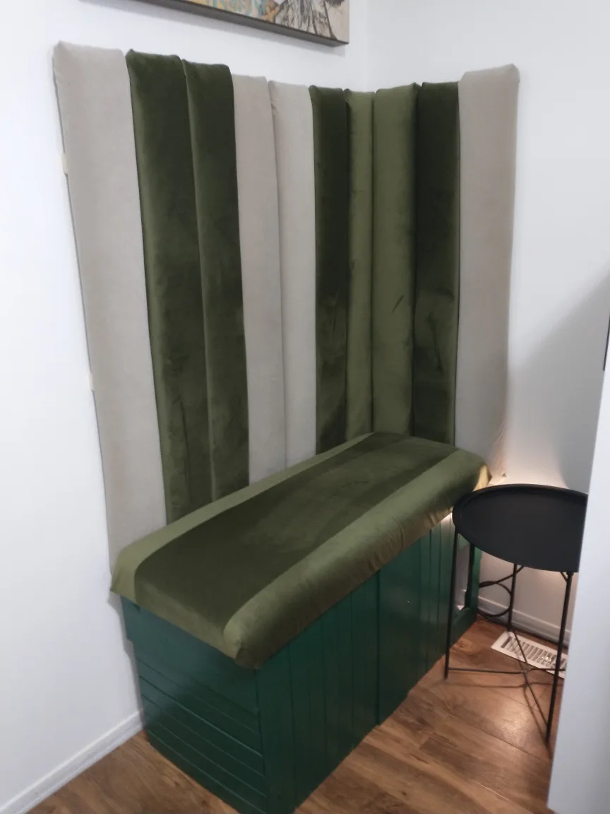 Custom Green Banquette Seating with Storage thumbnail