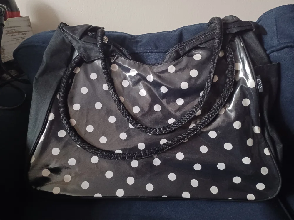 NEW Black and White Polka Dot Scoop Tote Bag thumbnail
