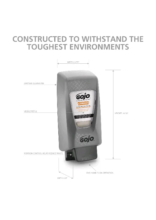 Gojo 7200-01 Soap Dispenser, 2000 Ml, Push-Style, Gray thumbnail