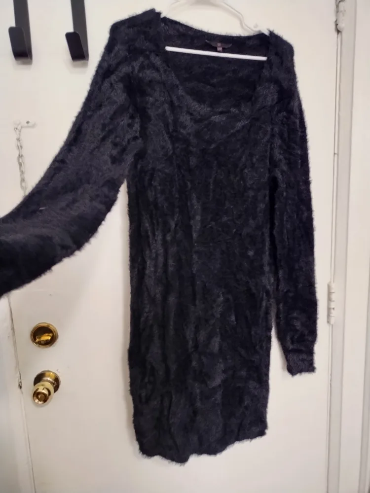Black Fuzzy Sweater Dress - Size XL thumbnail