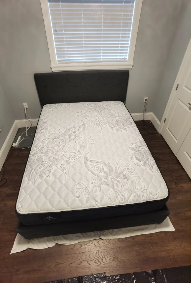 Upholstered Storage Bed and Kingsdown Mattress - Queen Size