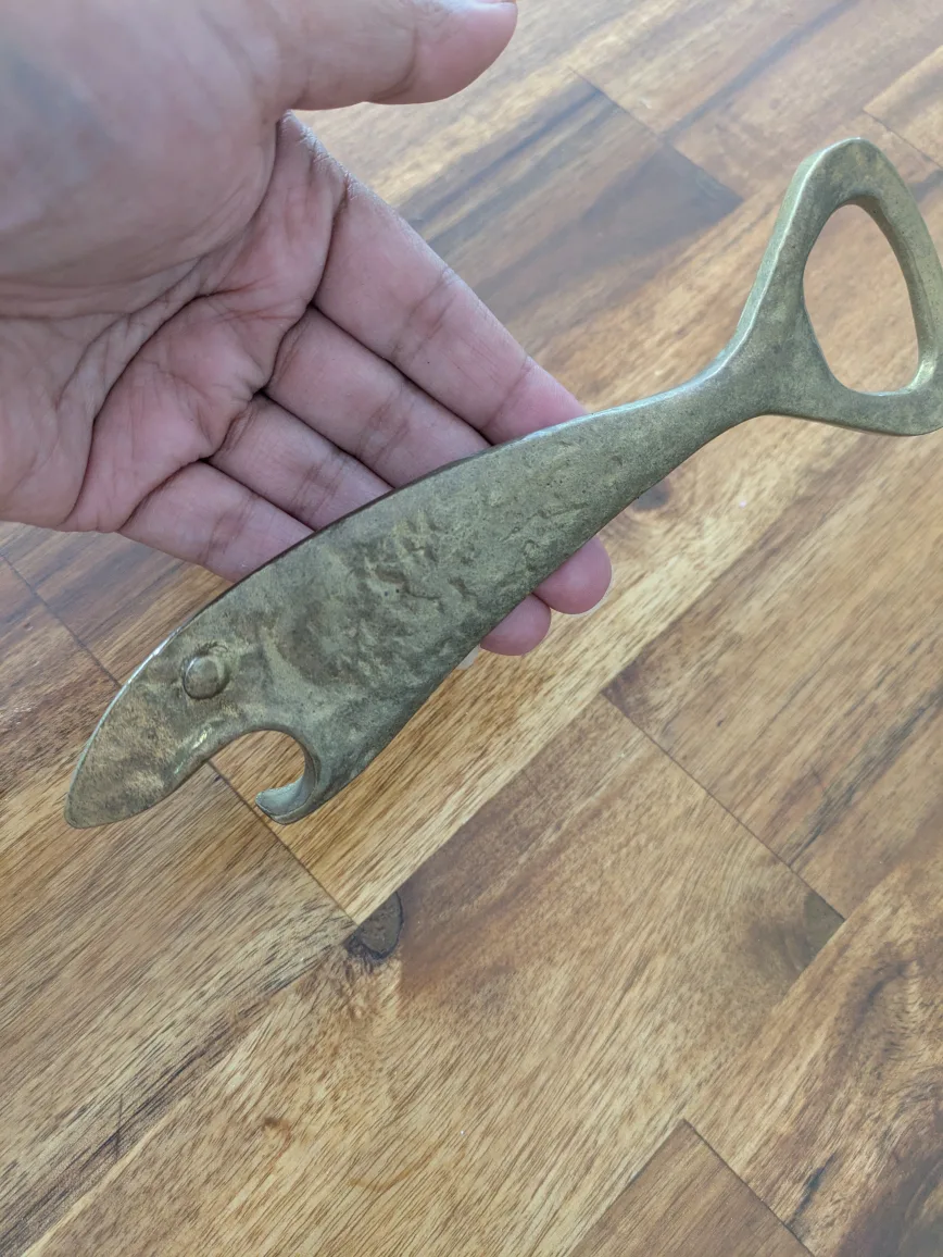 MCM Bottle Opener - Brass or Bronze - fish shark thumbnail